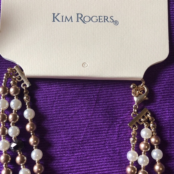 Kim Rogers 3 strand beaded necklace and bracelet. Pearl, gold and bronze beads - Picture 6 of 6